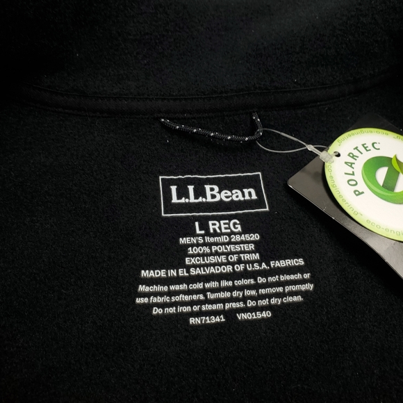 LL Bean Polartec Fleece Vest Jacket Mens Large Black Zip Up Classic 200 NEW - Picture 4 of 9